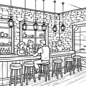 Leckerer Cocktail-Mix an der Bar Ausmalvorlage für fröhliche Genussfreunde