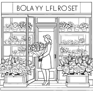 Blühende Rosen im bunten Blumenladen Ausmalmotiv für kreative Blumenfreunde