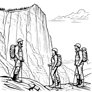 Geologische Entdeckungstour am majestätischen Felsen Ausmalmotiv für neugierige Forscher