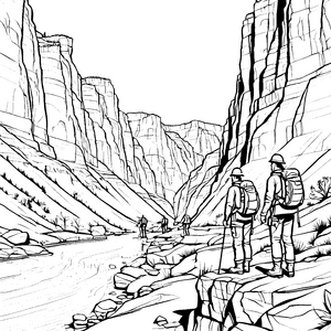 Spannende Entdeckungsreise im beeindruckenden Canyon Ausmalbild für neugierige Geologen