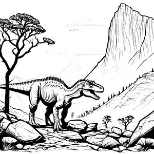 Faszinierender Allosaurus in der aufregenden Urzeit Malvorlage für kleine Dinosaurier-Fans