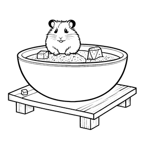 Verspielter Hamster in gemütlichem Sandkasten Ausmalbild für kreative Naturentdecker