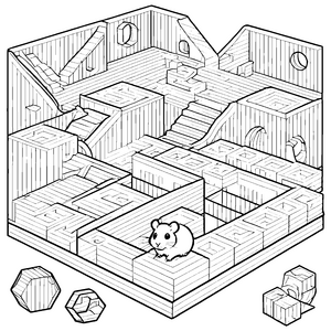 Kreativer Hamster in aufregendem Labyrinth Ausmalbild für neugierige Entdecker