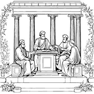 Weise Philosophen im Antiken Griechenland Ausmalvorlage für neugierige Denker