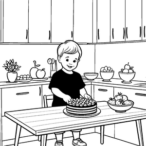 Süßer Kuchen mit buntem Obst Bastelmotiv für kleine Genussfreunde
