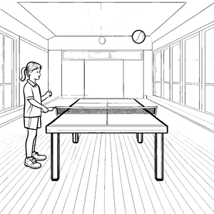 Actionreicher Tischtennisschläger im Wettkampf Ausmalbild für sportliche Entdecker