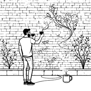 Hipster-Künstler beim kreativen Graffiti Ausmalmotiv für stilbewusste Entdecker