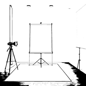 Kreatives Fotostudio mit leuchtendem Hintergrund Ausmalmotiv für talentierte Künstler