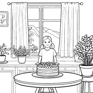 Leckere Torte mit bunten Früchten Ausmalvorlage für kreative Küchenchefs