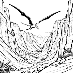 Majestätischer Pteranodon über beeindruckendem Canyon Ausmalbild für abenteuerlustige Entdecker