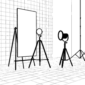 Kreatives Fotostudio mit flexibler Beleuchtung Ausmalvorlage für begeisterte Künstler