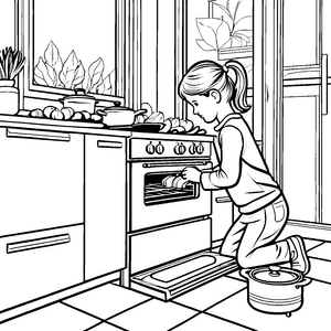 Engagierter Küchenprofi beim Keksebacken Malvorlage für kleine Meisterbäcker