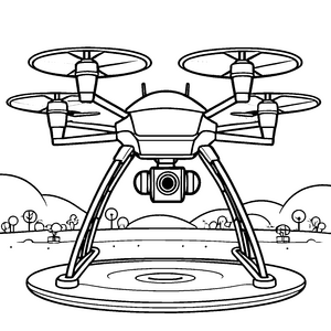 Spannende Drohne in aufregender Flugpose Ausmalvorlage für neugierige Technikfreunde