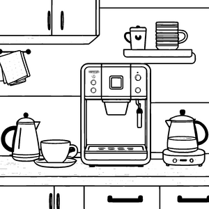 Kaffeemaschine mit duftendem Kaffee Malvorlage für kreative Genussfreunde