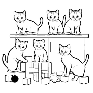 Kreative Katzen bei lustigem Spielzeug für kleine Entdecker