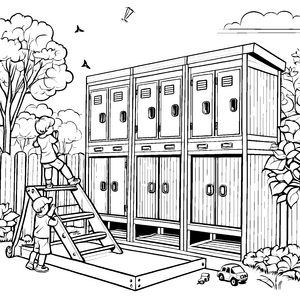 Spannende Locker-Burg mit buntem Treppenaufstieg Ausmalvorlage für abenteuerlustige Entdecker
