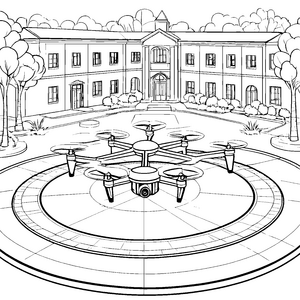 Beeindruckende Drohne im Park Ausmalbild für kleine Technikfreaks