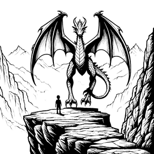 Majestätischer Drache über steilem Felsen Ausmalbild für wagemutige Entdecker