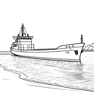 Majestätisches Schiff auf sanften Wellen Ausmalvorlage für kleine Seefahrer