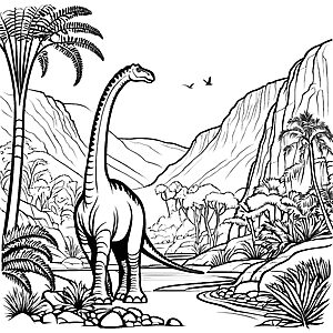 Majestätischer Brachiosaurus in der Urzeit Ausmalvorlage für neugierige Entdecker