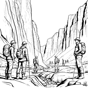 Geologen bei aufregender Entdeckungstour Ausmalbild für abenteuerlustige Forscher