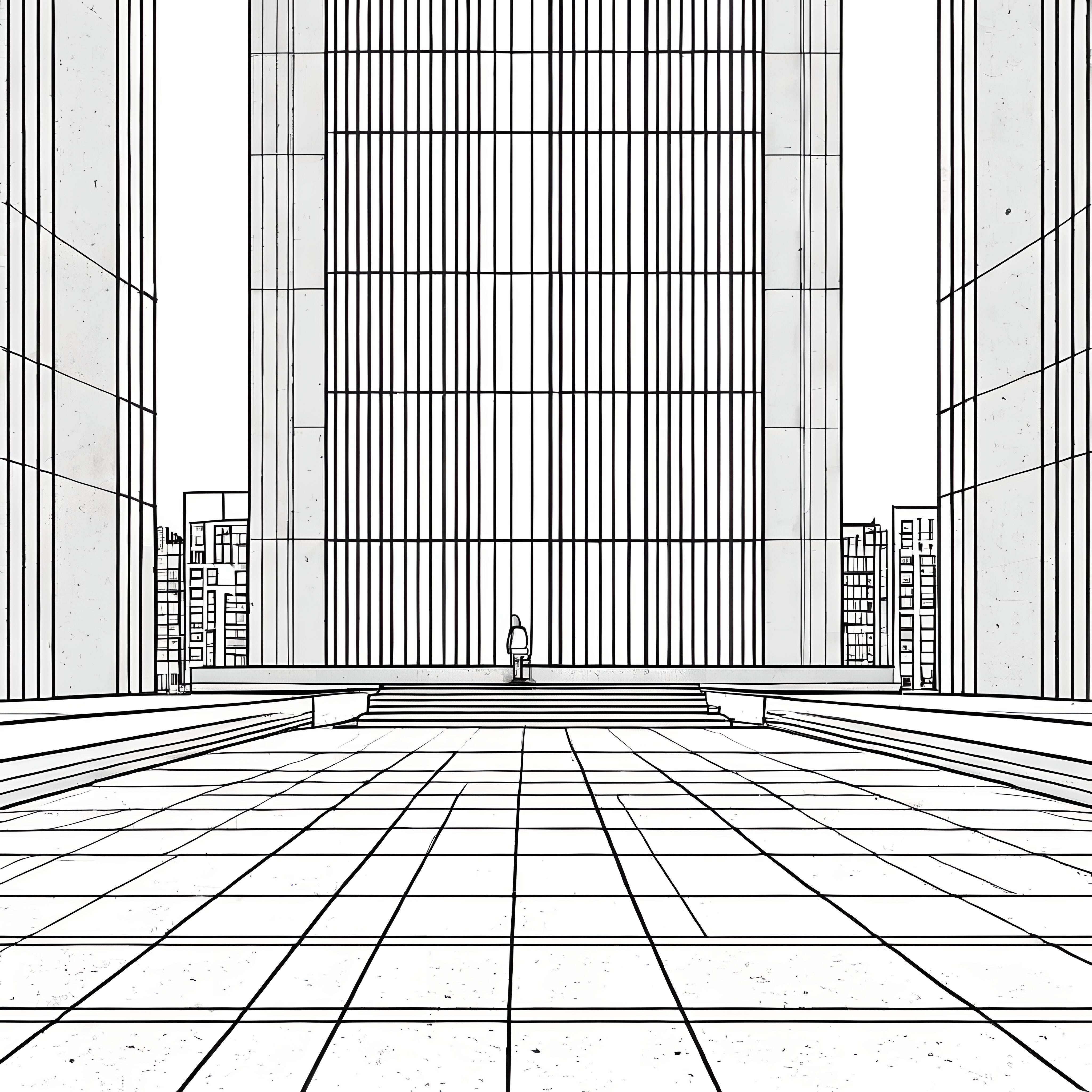 Imposanter Wolkenkratzer mit strahlendem Sonnenlicht Ausmalmotiv für junge Architekten