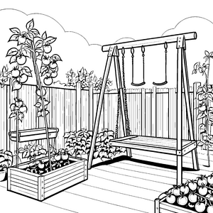 Prächtige Tomatenpflanzen im Garten Ausmalbild für kleine Naturentdecker
