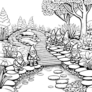 Lustige Gartenzwerge beim Angeln Ausmalmotiv für kleine Naturentdecker