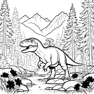 Dino-Abenteuer mit majestätischem Tyrannosaurus Rex Ausmalbild für mutige Entdecker