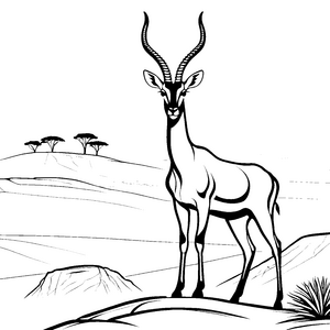 Elegante Gazelle in der savannengelben Landschaft Malvorlage für abenteuerliche Tierfreunde