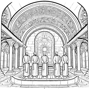 Mystische Babylonische Priester im Tempel Ausmalvorlage für neugierige Geschichtenerzähler