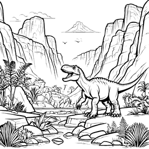 Majestätischer Tyrannosaurus Rex in der Wildnis Ausmalbild für neugierige Dino-Fans