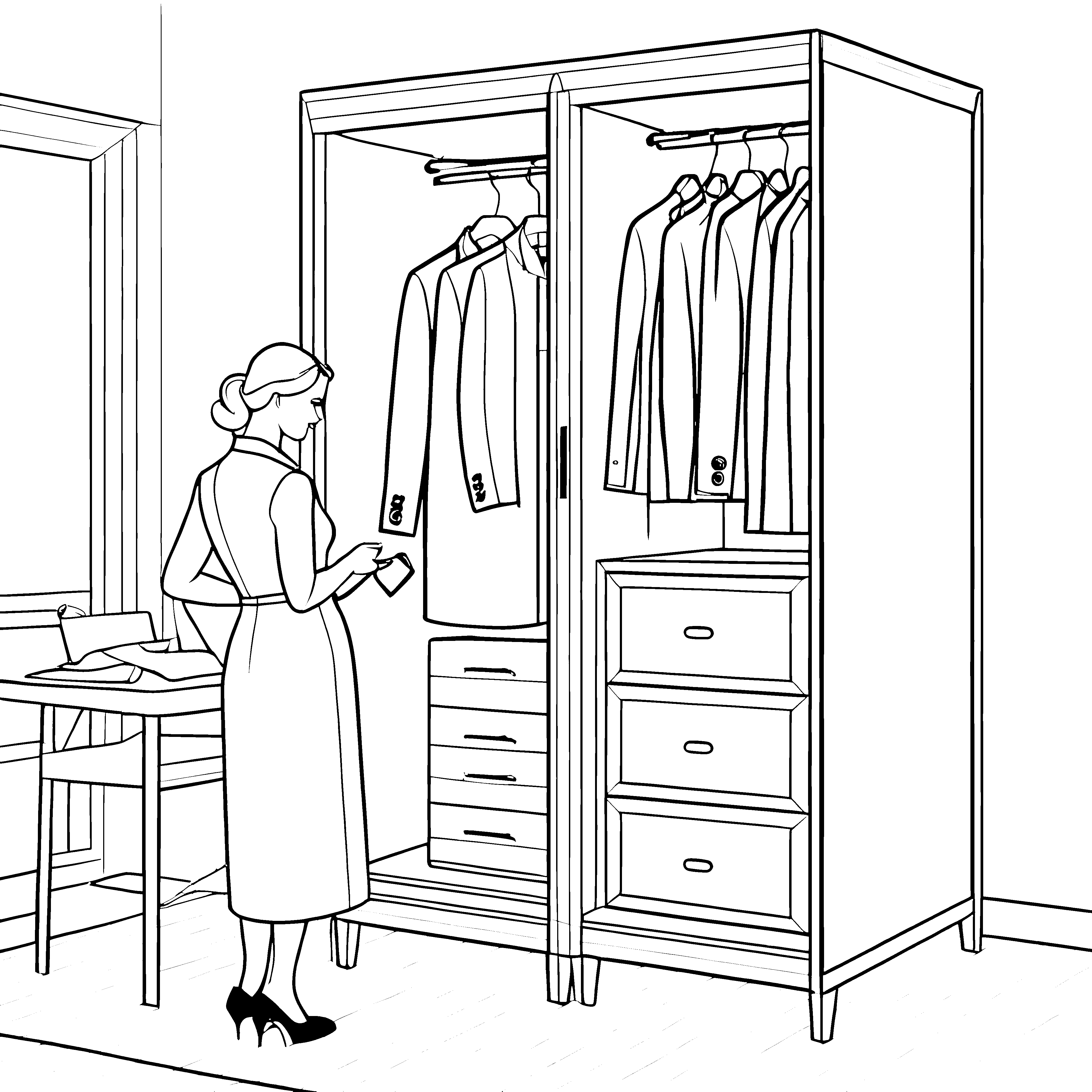 Kreative Schneiderin im modischen Atelier Ausmalbild für stilbewusste Designer