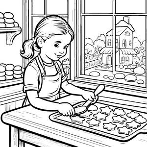Kreative Sternenkekse backen im liebevollen Kuchenzimmer Ausmalbild für neugierige Küchenchefs
