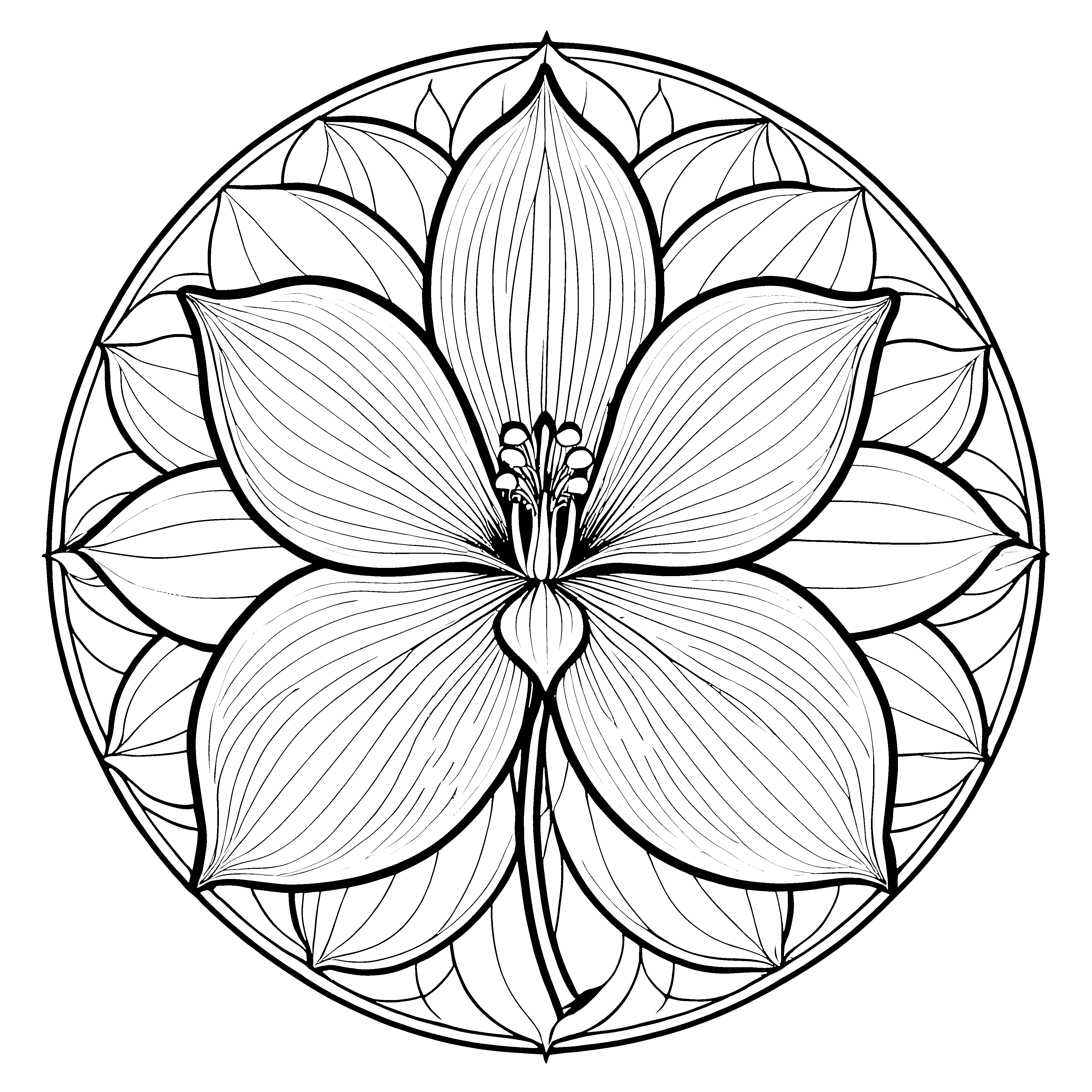 Wunderschönes Blumen-Mandala zum Ausmalen für fantasievolle Künstler