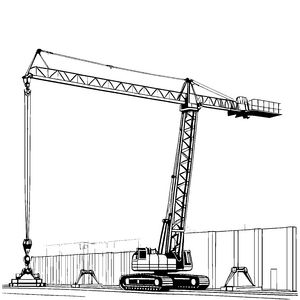 Beeindruckender Baukran in der Urbanen Landschaft Ausmalvorlage für kleine Architekten