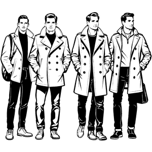 Stilvolles Herren Jacket in schicker Stadtlandschaft Ausmalvorlage für kreative Modefreunde