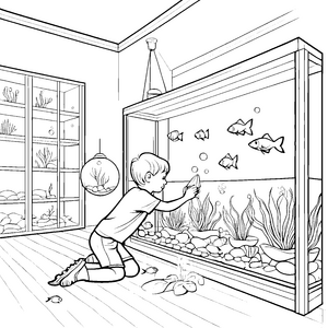 Lebhafte Fische im Aquarium Ausmalmotiv für neugierige Wasserfreunde