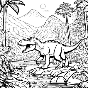 Mächtiger Tyrannosaurus Rex in der Urzeit Malvorlage für junge Entdecker