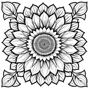 Strahlendes Sonnenblumen-Mandala Ausmalbild für kreative Farbkünstler