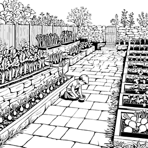 Bezaubernde Mairüben im bunten Garten Ausmalvorlage für kleine Gartenfreunde