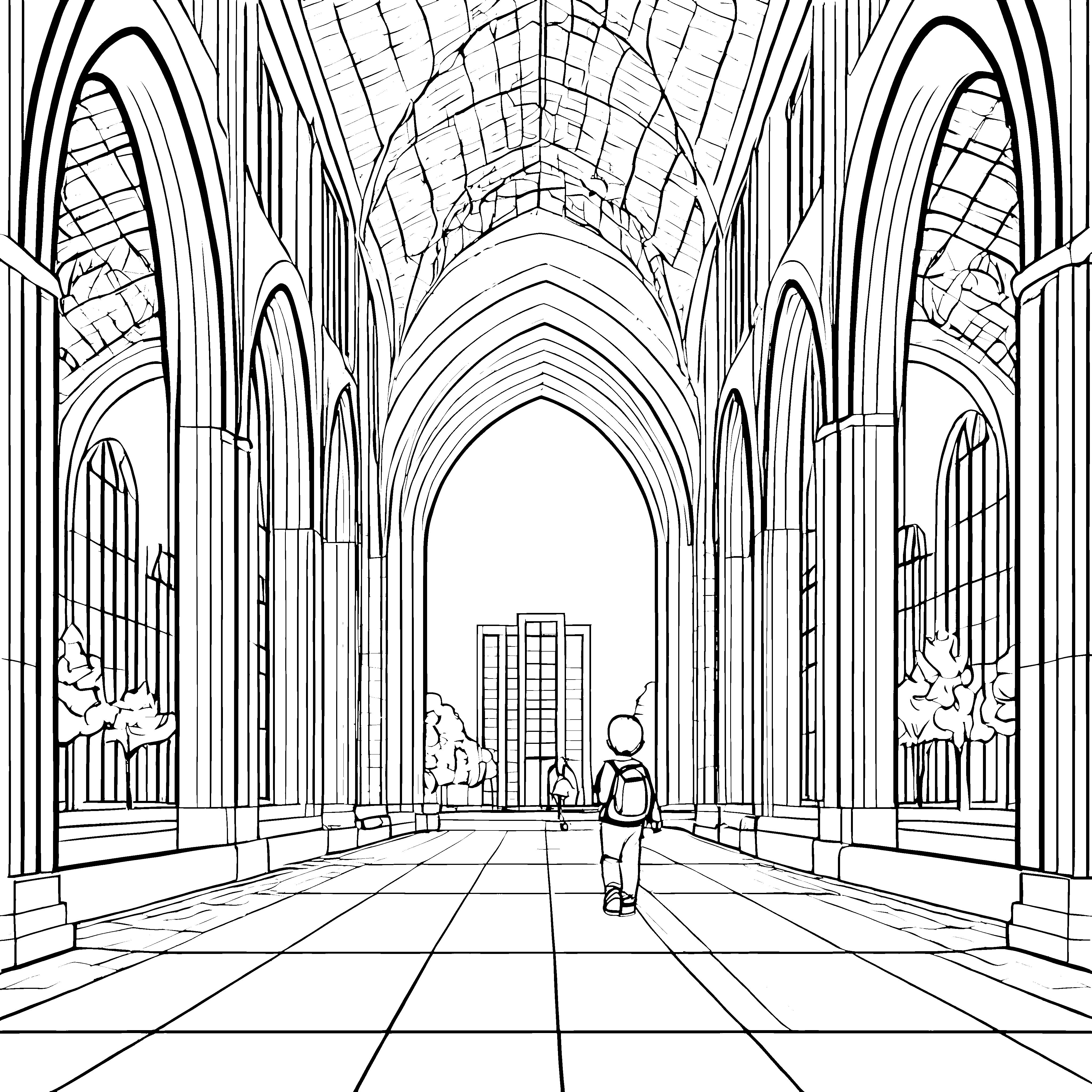 Historische Universität mit beeindruckender Architektur Ausmalvorlage für wissbegierige Entdecker