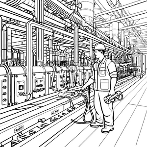Kreativer Elektriker bei bunten Kabeln Ausmalvorlage für neugierige tüftelnde Köpfe