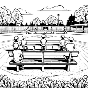 Faszinierende Baseball-Szene mit aufgeregten Zuschauern Ausmalvorlage für begeisterte Sportfans