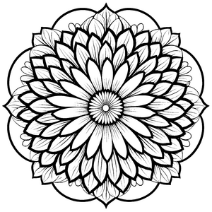 Blühendes Mandala mit faszinierenden Mustern Malvorlage für kreative Blumenliebhaber
