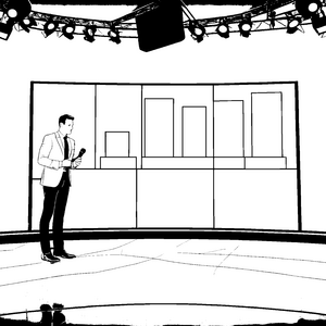 Dynamischer Nachrichtensprecher im Studio Ausmalbild für neugierige Medienfans