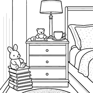 Niedlicher Hase auf bunten Büchern Ausmalvorlage für kleine Geschichtenerzähler
