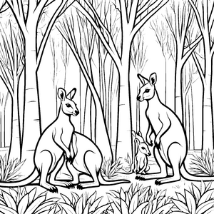 Känguru-Jungtiere im Wald: Ein Ausmalspaß für Kinder