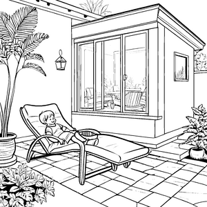 Sommernachtmittag auf dem Relaxsessel im grünen Garten