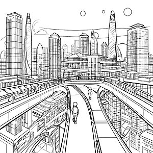 Abenteuer in der Mega-Stadt: Futuristische Wolkenkratzer zum Ausmalen